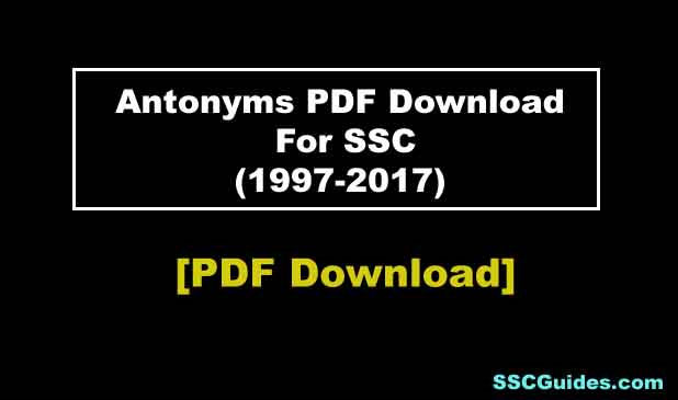 Antonyms PDF Download For SSC