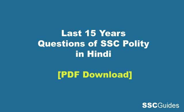 Questions of SSC Polity in Hindi PDF