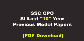 SSC CPO SI Last 10 Year Previous Year Old Paper