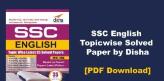 SSC English Topicwise Solved Paper by Disha