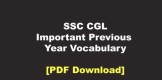 SSC CGL Previous Year Vocabulary PDF