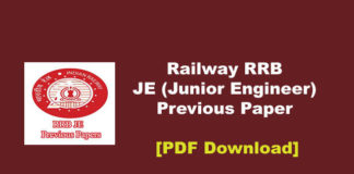 RRB JE Previous Papers PDF